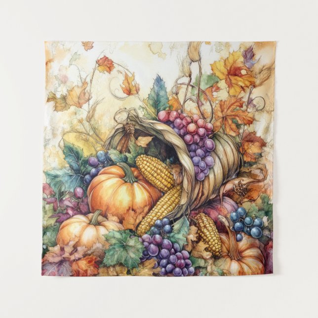 Autumn Cornucopia Art Tapestry (Front)