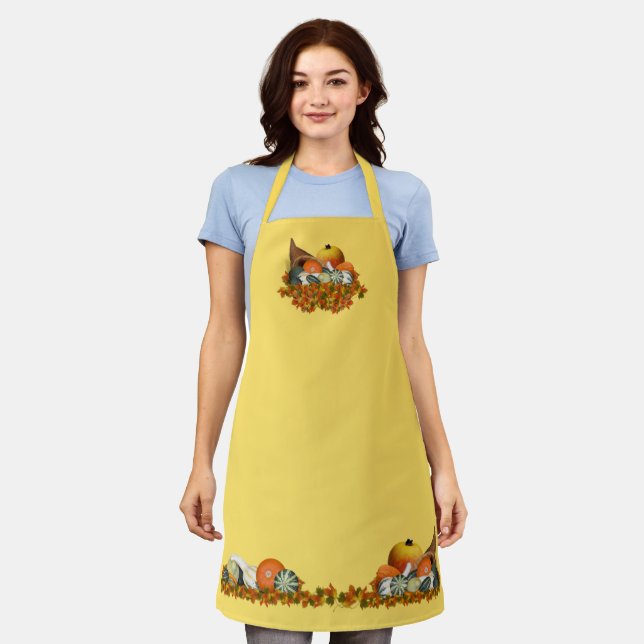 Autumn Cornucopia Thanksgiving Apron (Worn)