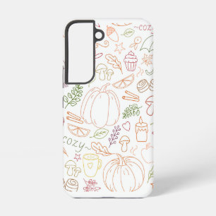 Autumn Cosy Doodle Pattern – Fall Pumpkins, Leaves Samsung Galaxy Case