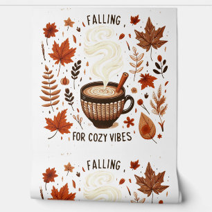 Autumn Cosy Fall Leaves & Pumpkin Spice Pattern Wallpaper