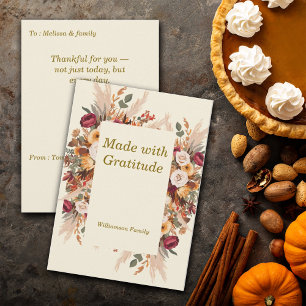 Autumn Cosy Floral Thanksgiving Personalise Holiday Card