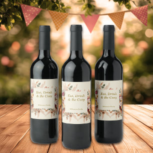 Autumn Cosy Florals Personalise Wine Label