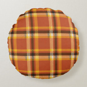 Autumn Cosy Plaid   Fall Warmth & Comfort Bedding Round Cushion