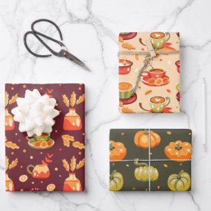 Autumn Cosy Pumpkin Spice  Wrapping Paper Sheet