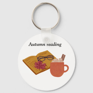Autumn Cosy Vibes – Hot Cocoa, Book & Fall Leaves Key Ring
