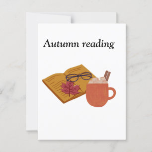 Autumn Cosy Vibes – Hot Cocoa, Book & Fall Leaves  Postcard