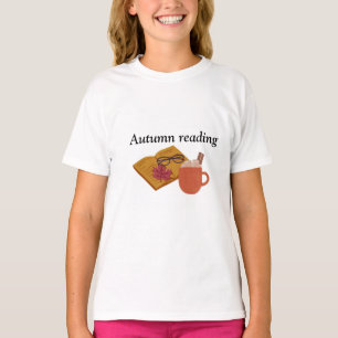 Autumn Cosy Vibes – Hot Cocoa, Book & Fall Leaves  T-Shirt