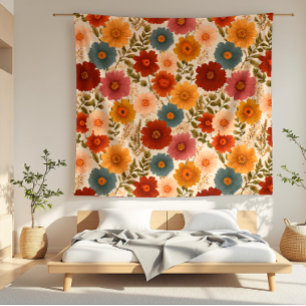 Autumn Cottagecore Floral Fleece Blanket