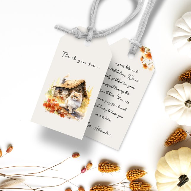 Autumn Country Cottage Cat  Gift Tags (Autumn Country Cottage Cat Gift Tags)