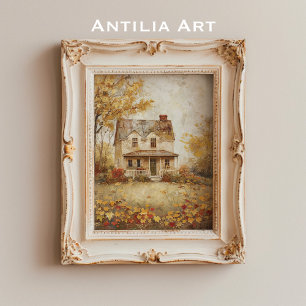 Autumn Country House Painting Fall Landscape Art Poster