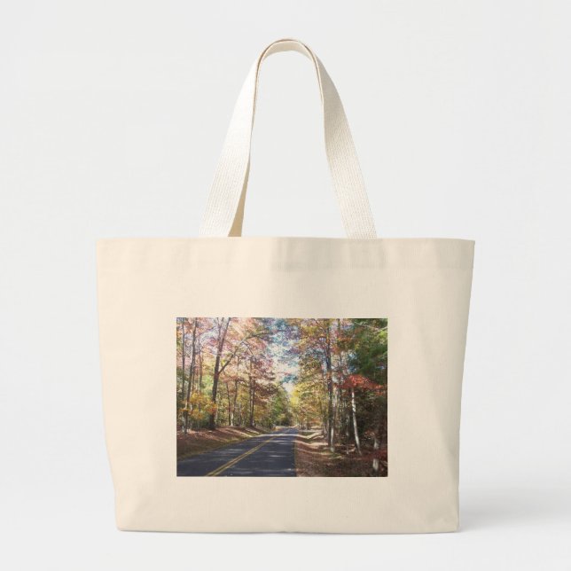 Autumn Country Road Large Tote Bag (Front)