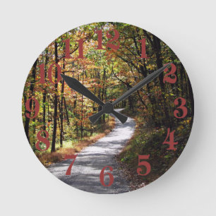 Autumn Country Road Round Clock