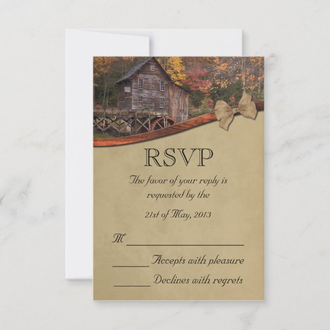 Autumn Country Theme Wedding RSVP Card (Front)