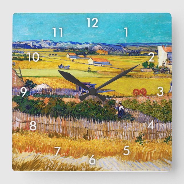 Autumn Countryside, Van Gogh Square Wall Clock (Front)