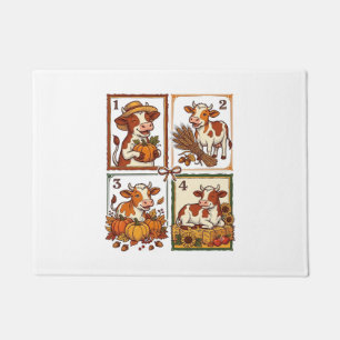Autumn Cow Quartet Vintage Patchwork Farm Shirt Doormat