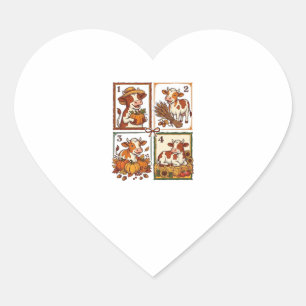 Autumn Cow Quartet Vintage Patchwork Farm Shirt Heart Sticker