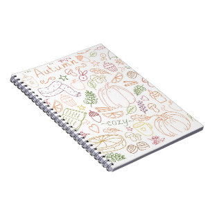 Autumn Cozy Doodle Pattern – Fall Pumpkins, Leaves Notebook