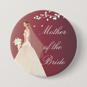 Autumn Crimson MOB Bridal Party Button