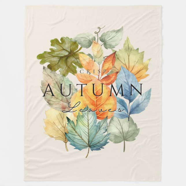 Autumn Crisp Leaves Fleece Blanket–Cosy Fall Home (Front)