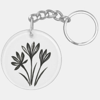 Autumn Crocus – Ink Brush Botanical Trio on Key Ring