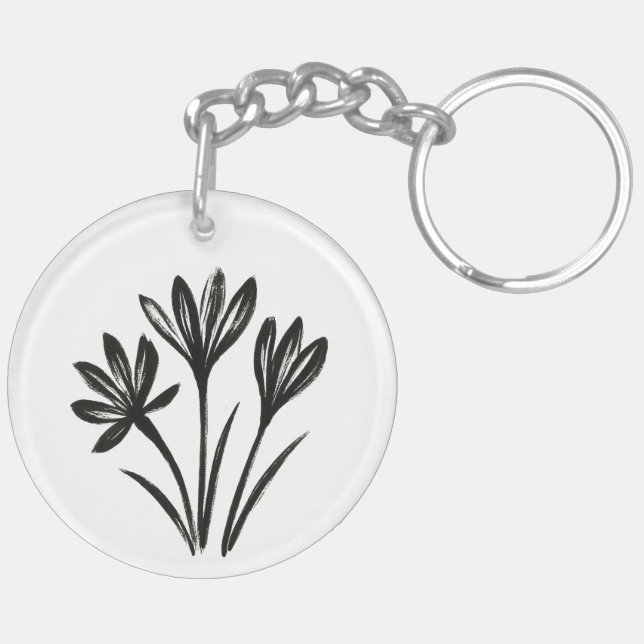 Autumn Crocus – Ink Brush Botanical Trio on Key Ring (Back Left)