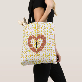 Autumn crown on its bed of leaves tote bag