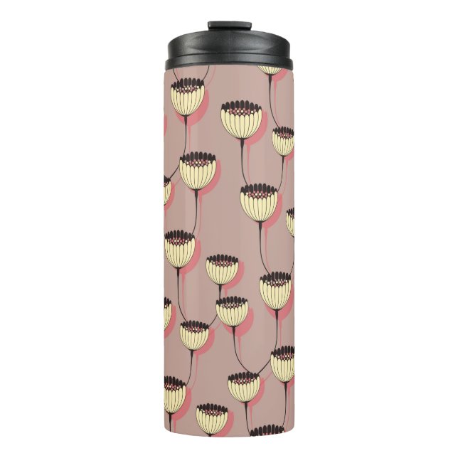 autumn cup flowers seamless pattern in brown and p (Front)