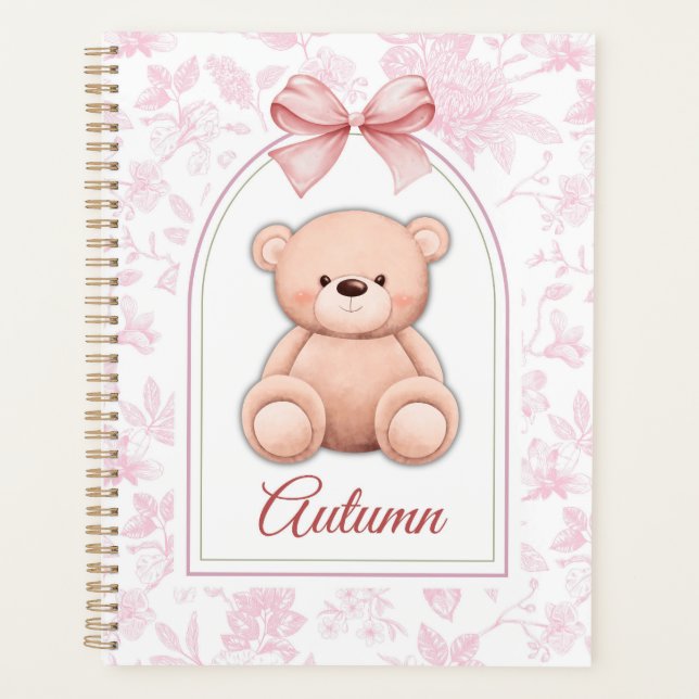 Autumn | Custom Pink Teddy Bear Nursery Design  Planner (Front)