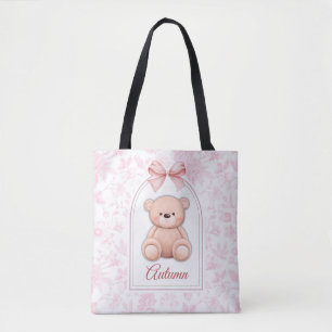 Autumn   Custom Pink Teddy Bear Nursery Design  Tote Bag