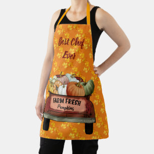 Autumn Customise Pumpkin Gold Leaves Apron