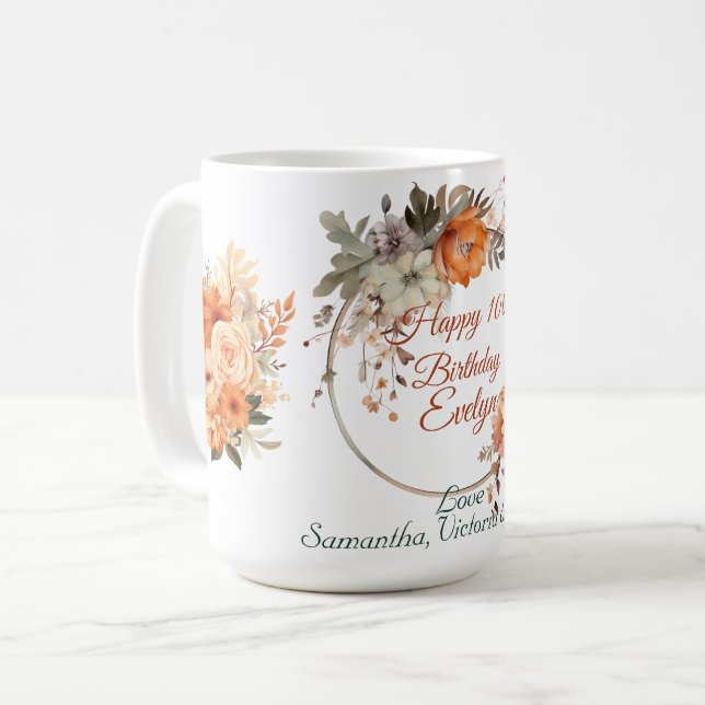 Autumn Cute Gnome Fall Leaves Birthday Coffee Mug (Front Left)
