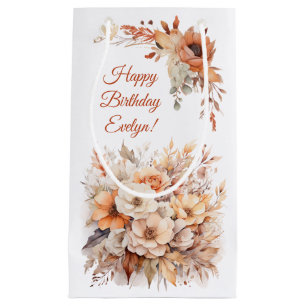 Autumn Cute Gnome Fall Leaves Birthday Small Gift Bag