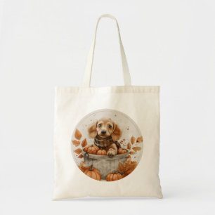 Autumn Dachshund Dogs Pumpkin Tote Bag