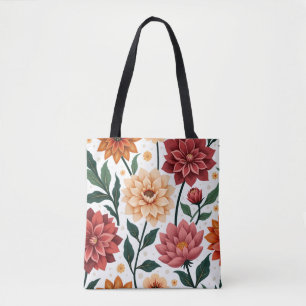 Autumn Dahlia Delight Vibrant Floral Art Tote Bag