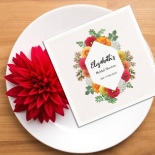 Autumn Dahlia Floral Fall Bridal Shower Napkin