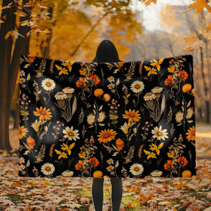 Autumn Daisies Goblincore Floral Fleece Blanket