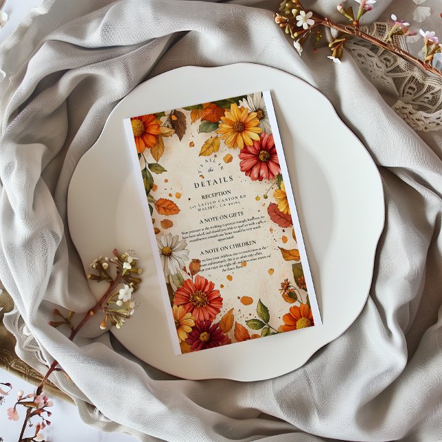 Autumn Daisy Floral Wedding Enclosure Card (Creator Uploaded)