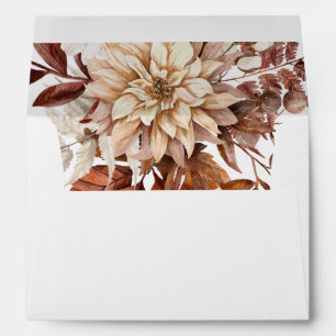 Autumn dalia flowers and leaves fall wedding envelope