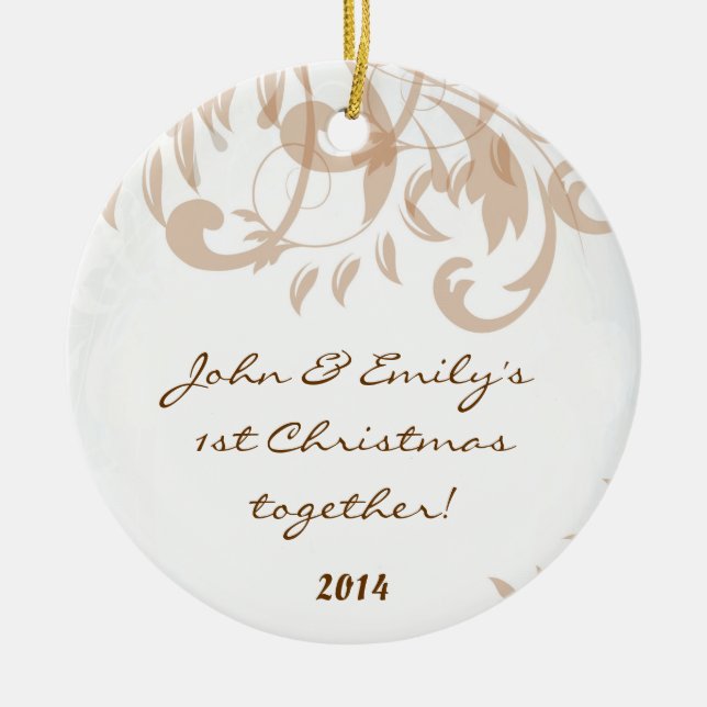 Autumn Damask Lace Fall Personalised Name Ornament (Front)