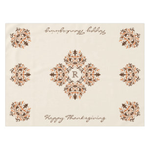 Autumn damask monogram classy tablecloth