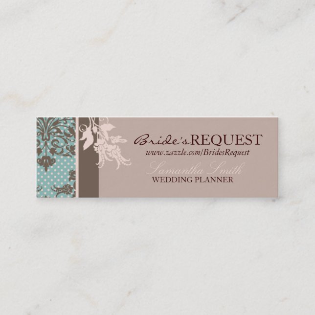 Autumn Damask Skinny Business Card (Front)