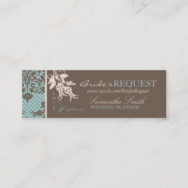Autumn Damask Skinny Business Card 2 (Front)