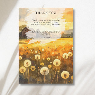 Autumn Dandelion Barn Watercolour Thank You Card