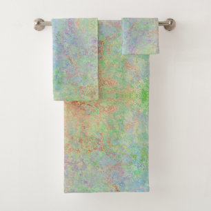Autumn Dawn Neon Pastel Alcohol Ink Abstract Bath Towel Set