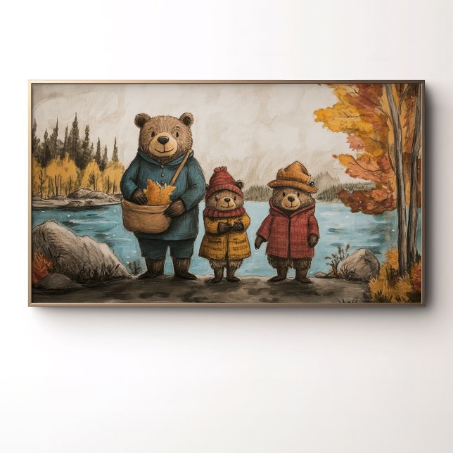 Autumn Day With The Bear Family At the Lake Poster (Creator Uploaded)