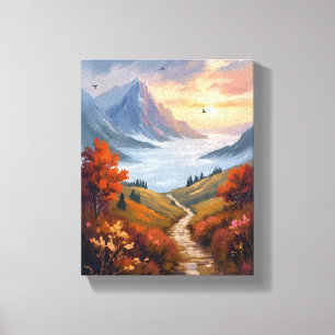Autumn Daydreams   Fall Mountain Landscape Painted Canvas Print