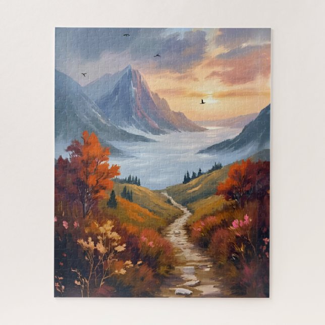 Autumn Daydreams | Fall Mountain Landscape Painted Jigsaw Puzzle (Vertical)