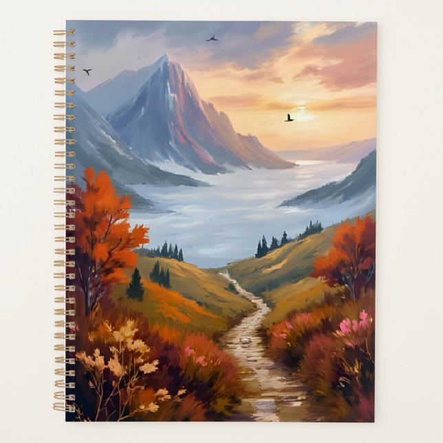 Autumn Daydreams | Fall Mountain Landscape Painted Planner (Front)