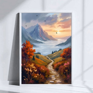 Autumn Daydreams   Fall Mountain Landscape Painted Poster