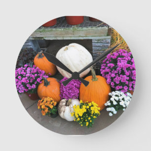 Autumn Decor Round Clock